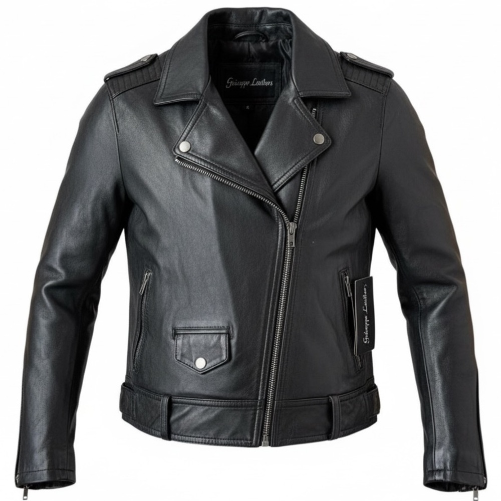 GUISEPPE leather Motorcycle black jacket